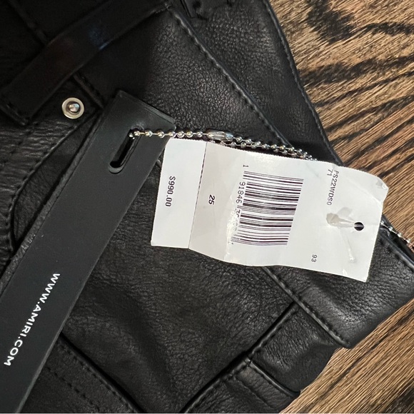 **SOLD** NEW Amiri Genuine Leather Contrast Skinny Jeans Aged Black/Black 25 - Picture 15 of 17